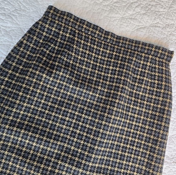 Aquascutum London Virgin Wool Houndstooth Academia Pencil Skirt - Picture 2 of 13